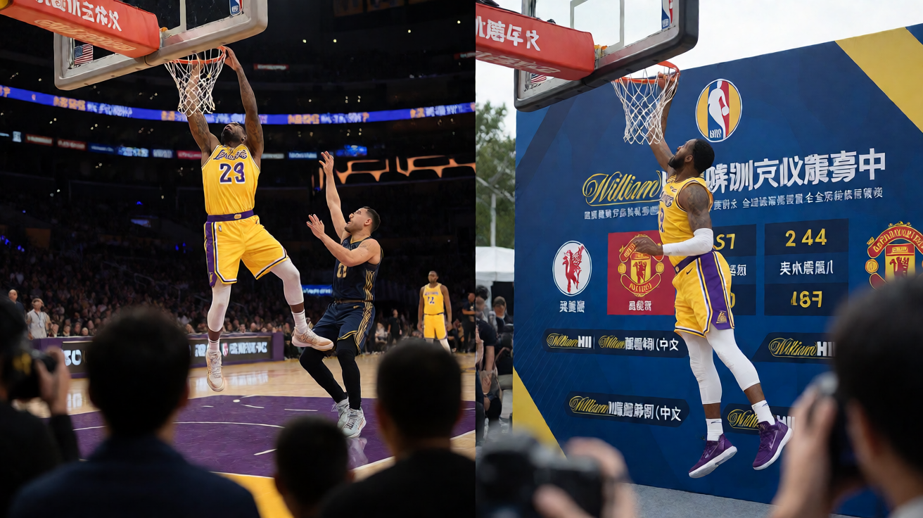 WilliamHill威廉希尔NBA比赛现场，湖人队精彩扣篮瞬间
